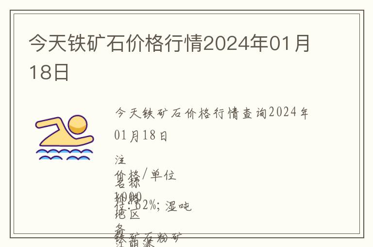 今天鐵礦石價(jià)格行情2024年01月18日