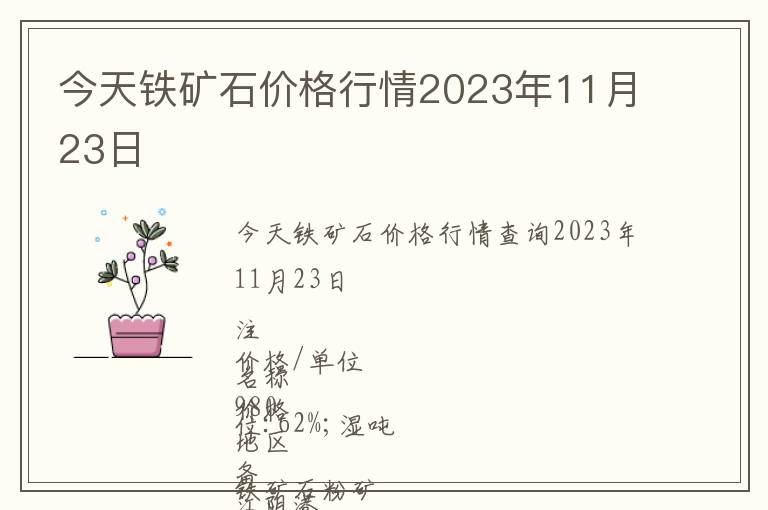 今天鐵礦石價格行情2023年11月23日