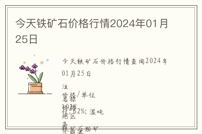 今天鐵礦石價格行情2024年01月25日