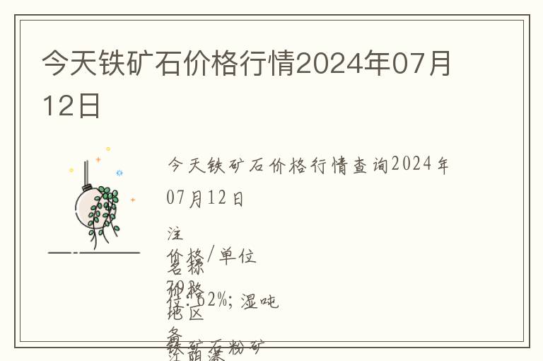 今天鐵礦石價格行情2024年07月12日