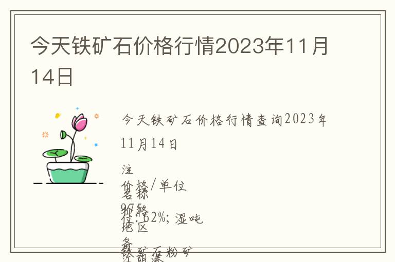 今天鐵礦石價格行情2023年11月14日