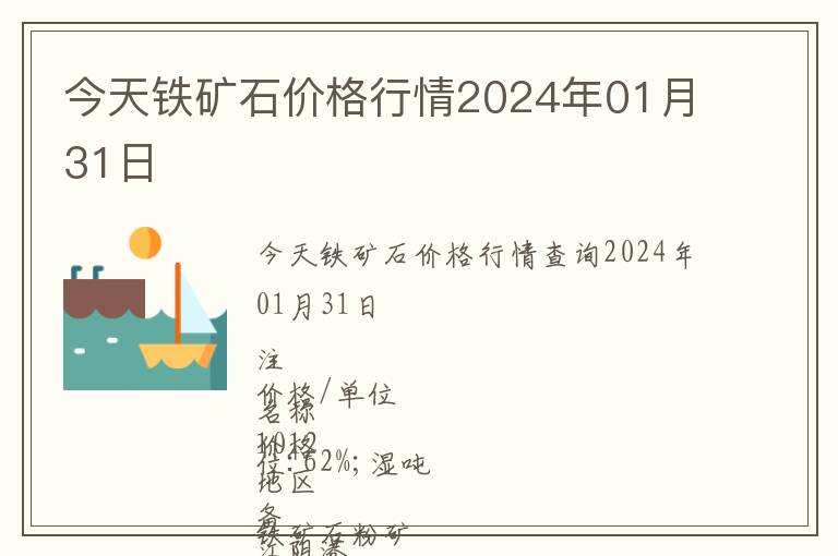 今天鐵礦石價格行情2024年01月31日