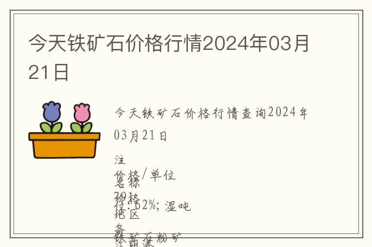 今天鐵礦石價格行情2024年03月21日