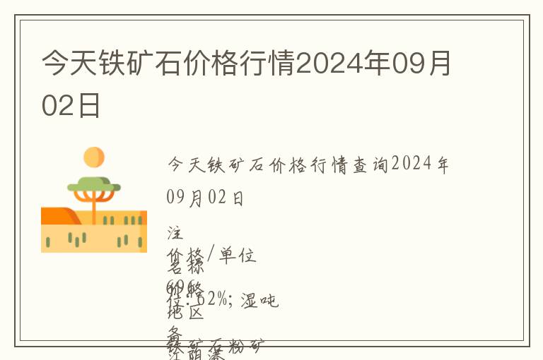 今天鐵礦石價格行情2024年09月02日