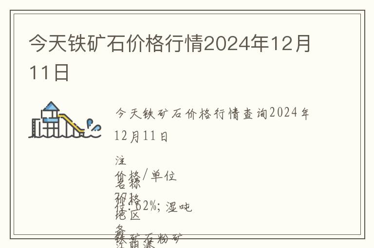 今天鐵礦石價格行情2024年12月11日