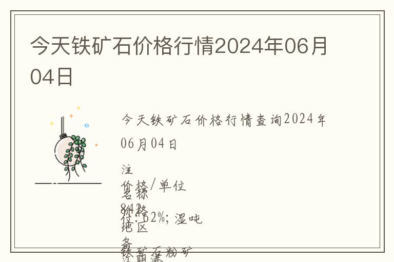 今天鐵礦石價格行情2024年06月04日