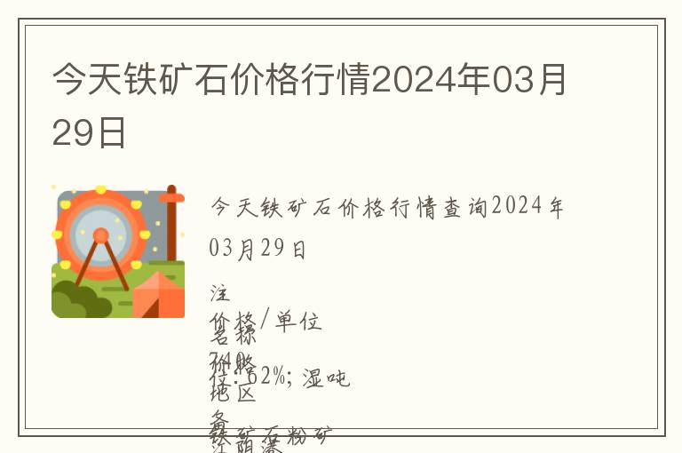 今天鐵礦石價格行情2024年03月29日