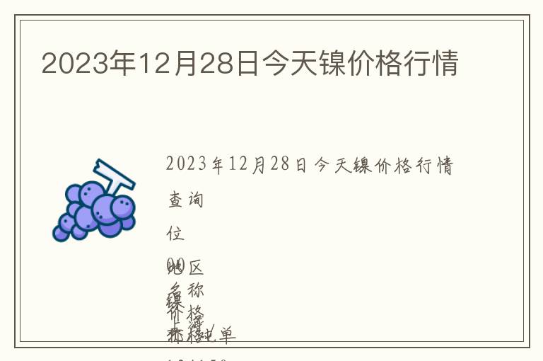 2023年12月28日今天鎳價格行情