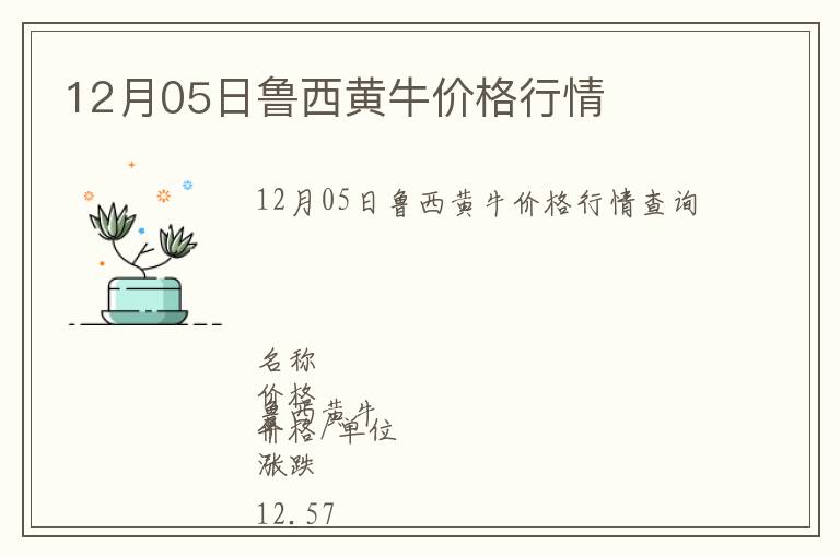 12月05日魯西黃牛價格行情