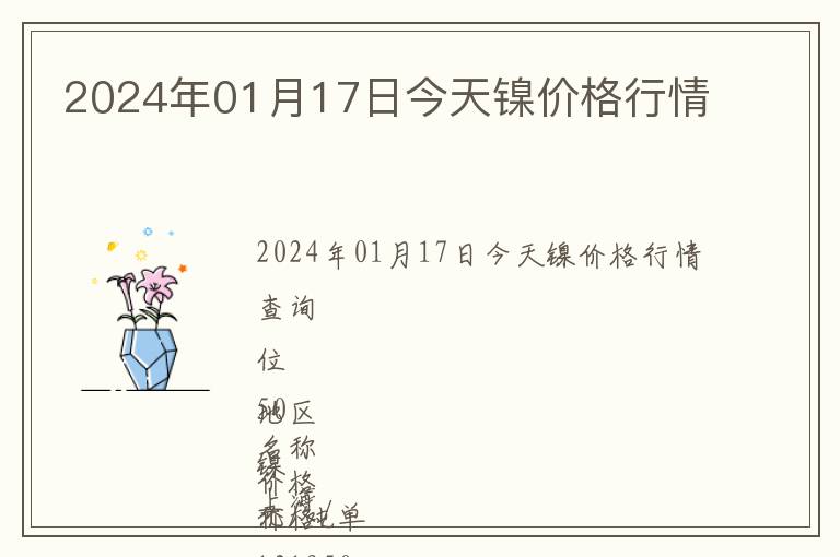 2024年01月17日今天鎳價(jià)格行情