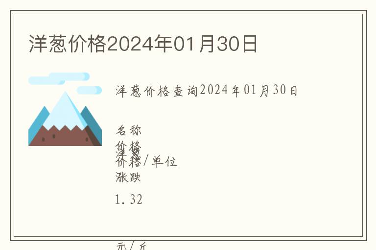 洋蔥價格2024年01月30日