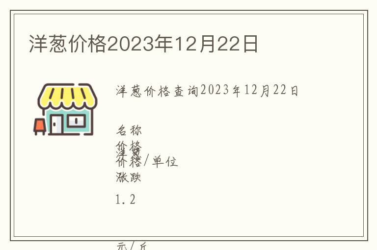 洋蔥價格2023年12月22日