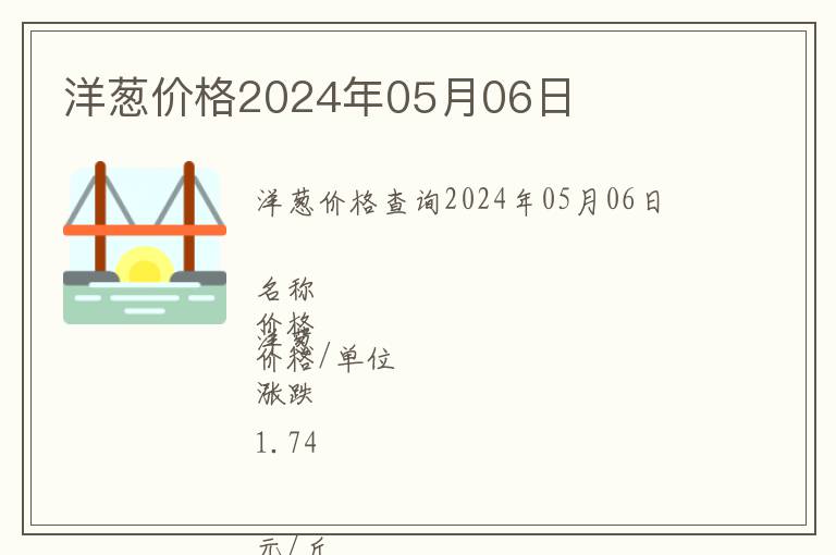 洋蔥價格2024年05月06日