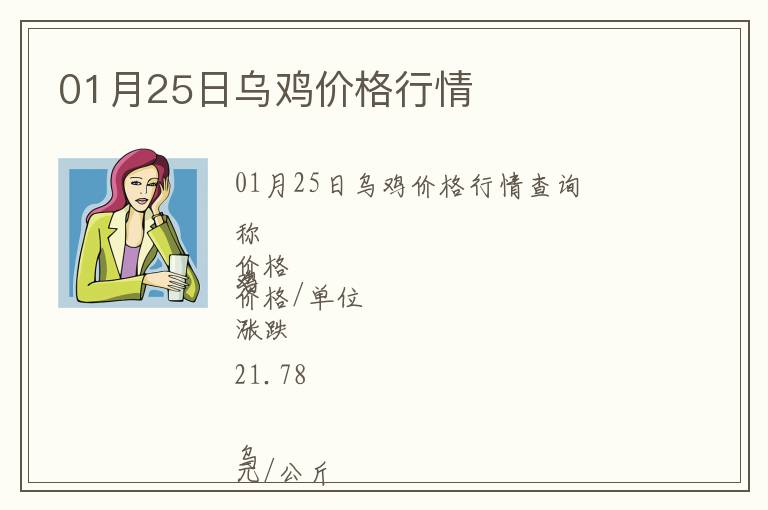 01月25日烏雞價(jià)格行情