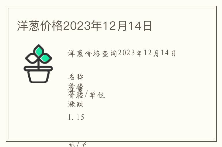 洋蔥價(jià)格2023年12月14日