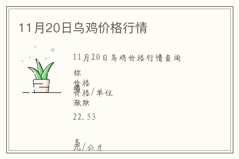 11月20日烏雞價(jià)格行情