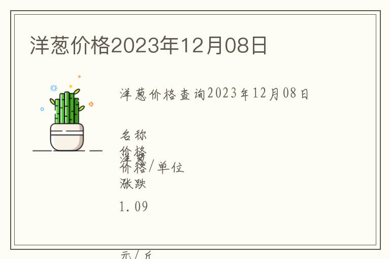 洋蔥價格2023年12月08日