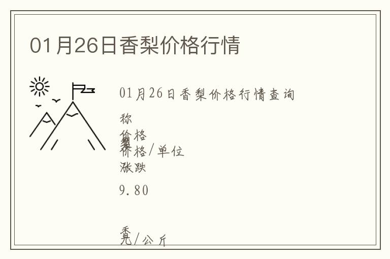 01月26日香梨價格行情