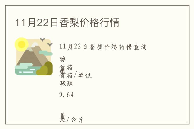 11月22日香梨價格行情