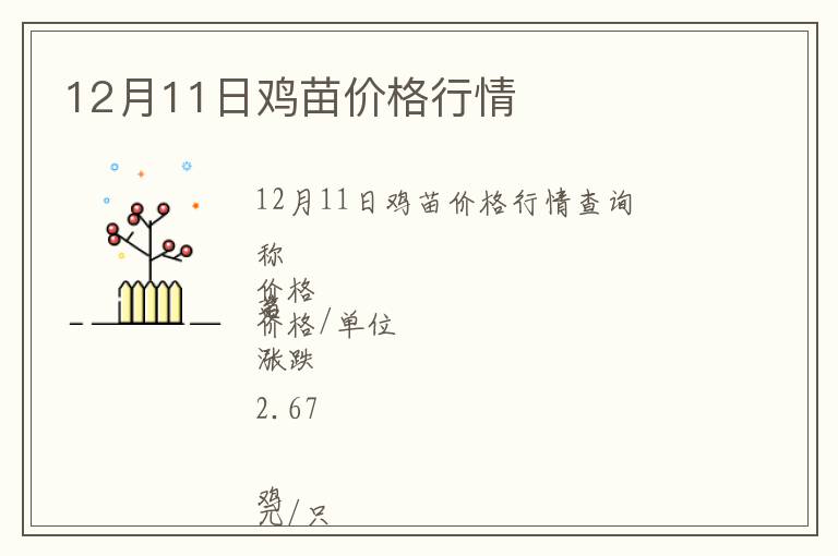 12月11日雞苗價(jià)格行情