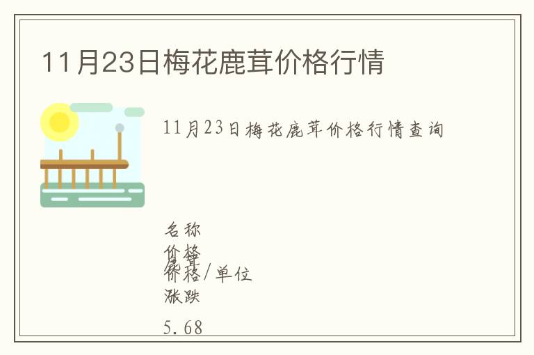 11月23日梅花鹿茸價格行情