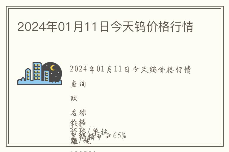 2024年01月11日今天鎢價格行情