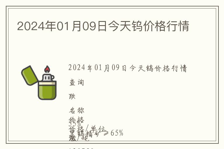 2024年01月09日今天鎢價(jià)格行情