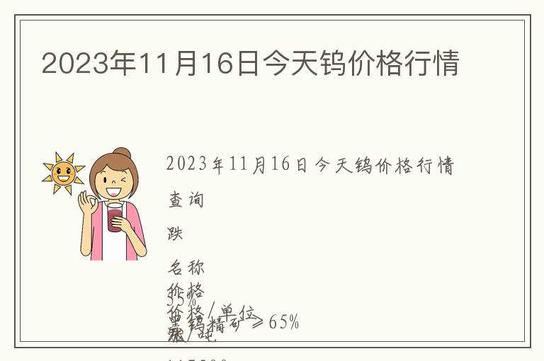 2023年11月16日今天鎢價格行情