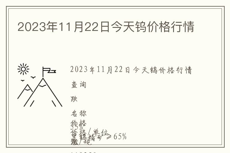 2023年11月22日今天鎢價格行情