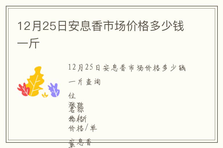 12月25日安息香市場價格多少錢一斤