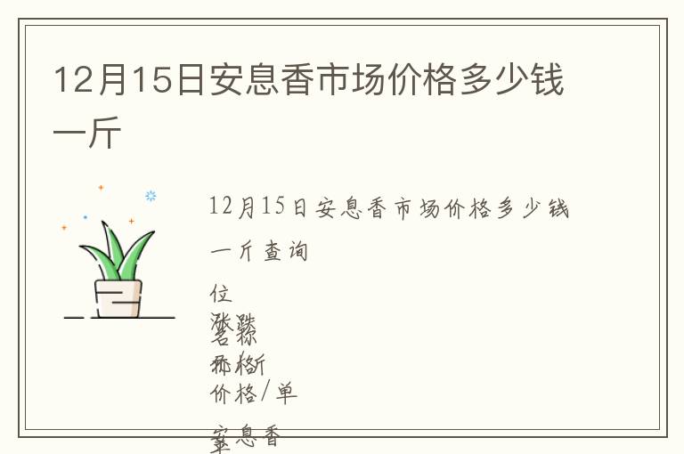 12月15日安息香市場價格多少錢一斤