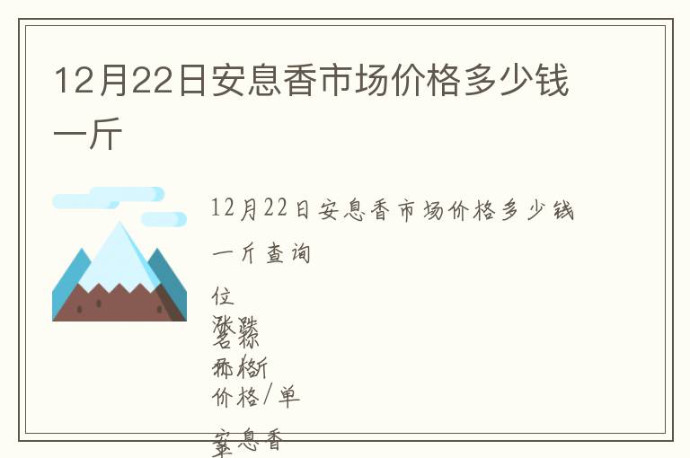 12月22日安息香市場價格多少錢一斤