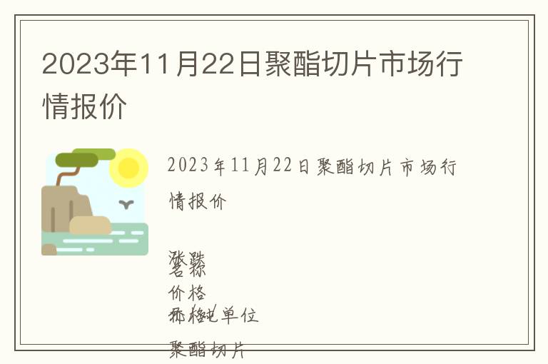 2023年11月22日聚酯切片市場行情報價