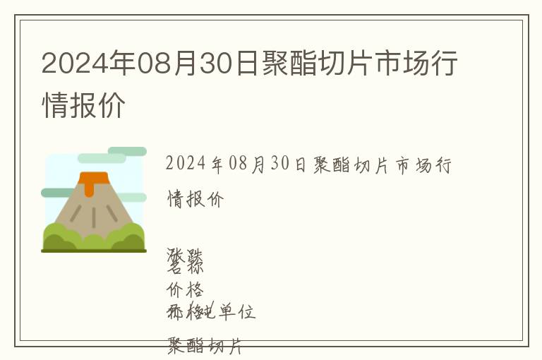 2024年08月30日聚酯切片市場(chǎng)行情報(bào)價(jià)