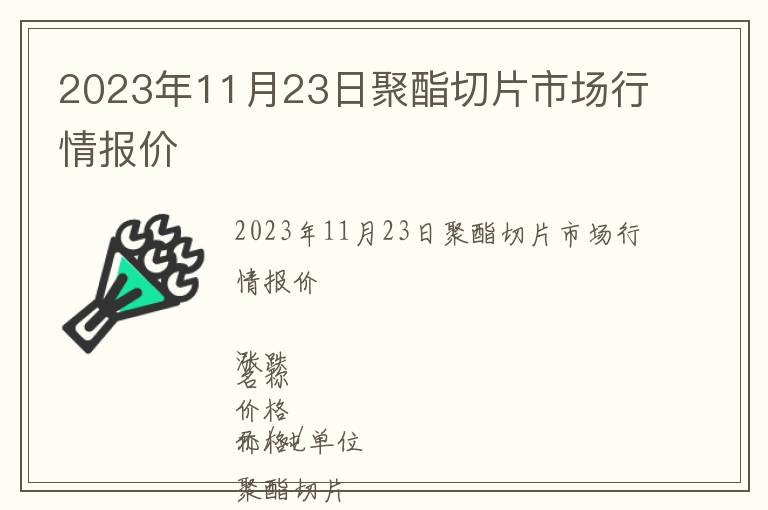 2023年11月23日聚酯切片市場行情報價