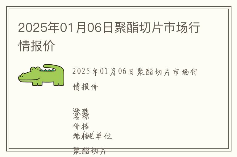 2025年01月06日聚酯切片市場(chǎng)行情報(bào)價(jià)