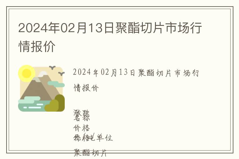 2024年02月13日聚酯切片市場行情報價