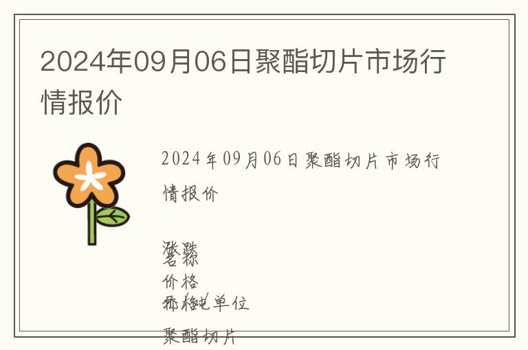 2024年09月06日聚酯切片市場行情報價