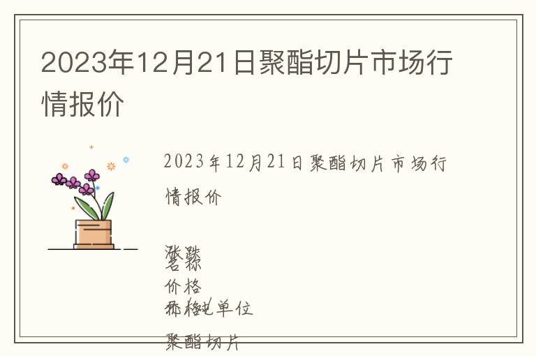 2023年12月21日聚酯切片市場行情報價