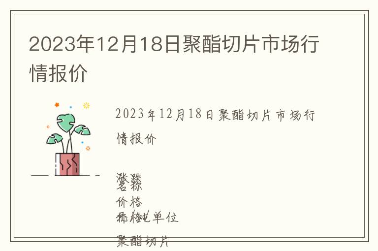 2023年12月18日聚酯切片市場行情報價