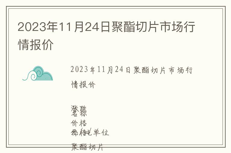 2023年11月24日聚酯切片市場行情報價