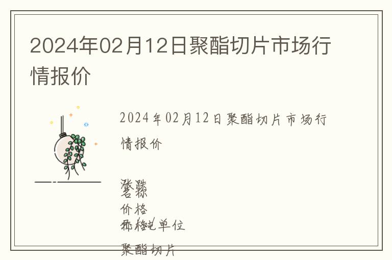 2024年02月12日聚酯切片市場行情報價