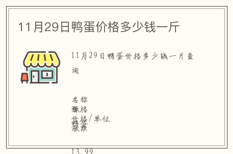 11月29日鴨蛋價格多少錢一斤