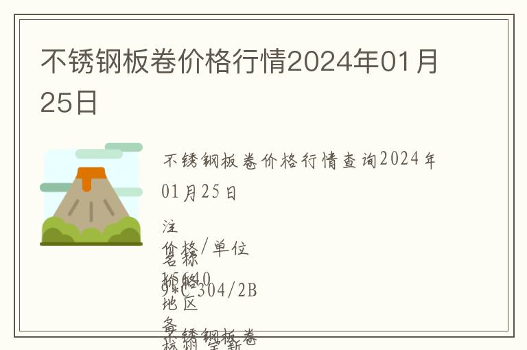 不銹鋼板卷價格行情2024年01月25日