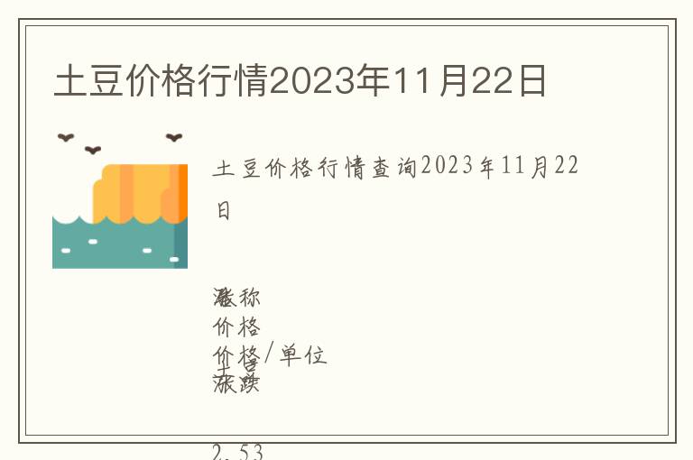 土豆價格行情2023年11月22日