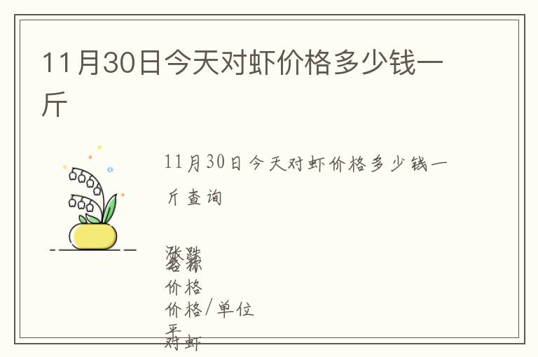 11月30日今天對蝦價格多少錢一斤