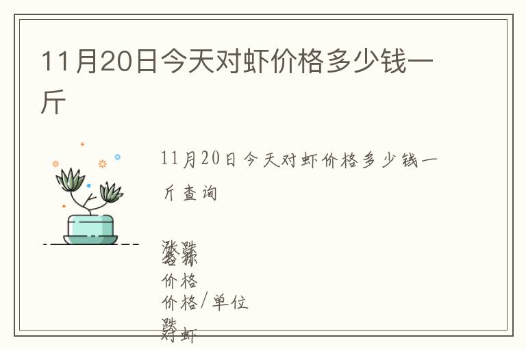 11月20日今天對蝦價格多少錢一斤