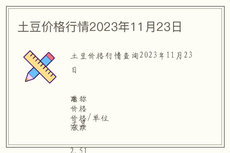 土豆價(jià)格行情2023年11月23日