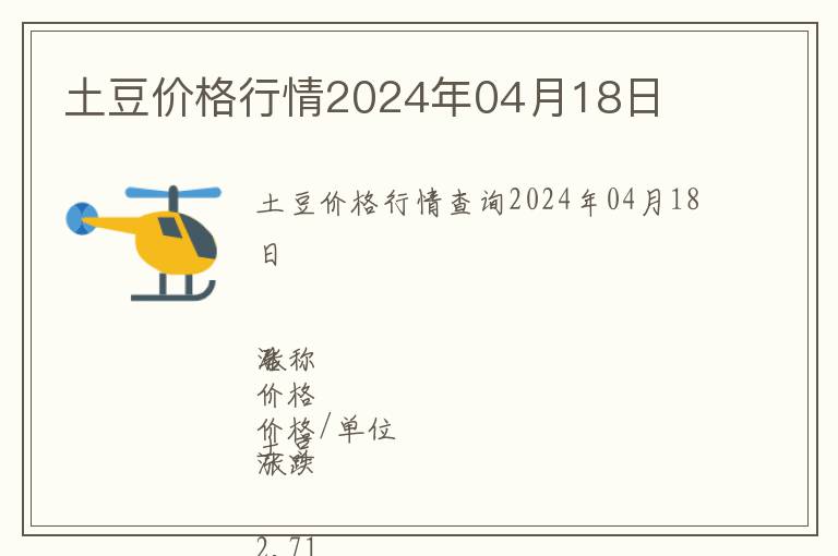 土豆價格行情2024年04月18日