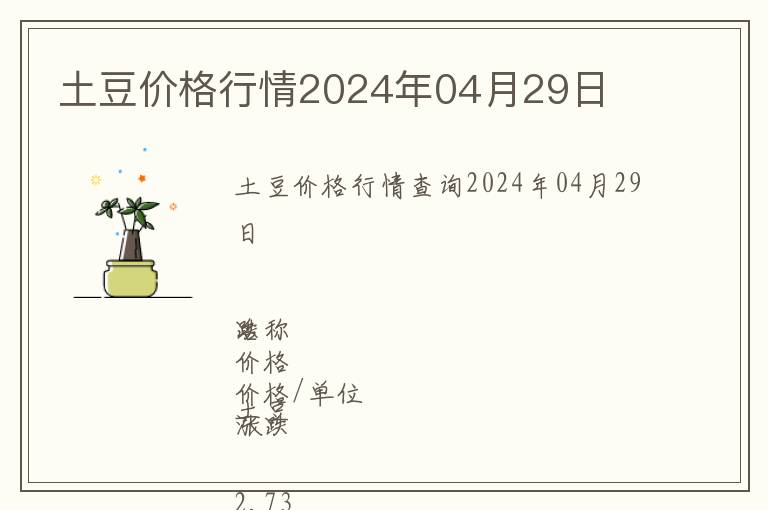 土豆價格行情2024年04月29日